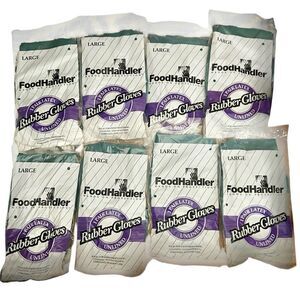 Set of 8 Sz Large Reusable Latex Gloves Food Safe